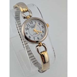 Acqua Indiglo Watch Women 23mm Case Two Tone Stretch Band- New Battery